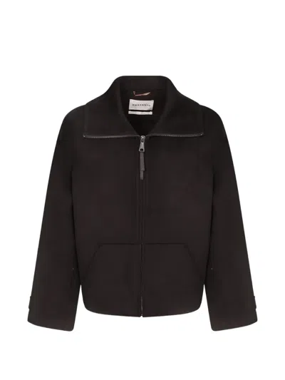 Amaranto Zip-up Collar Jacket In Brown