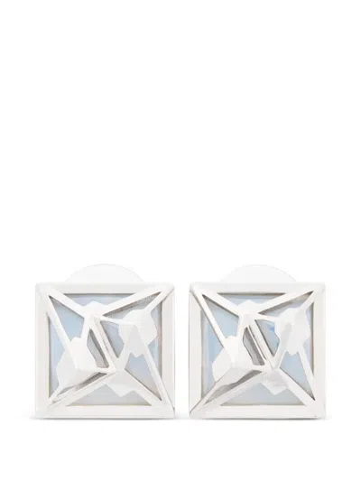 Amarin Square Peaks Earrings In Silver