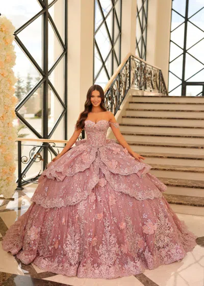 Amarra 54202 Long Tiered Sweet 16 Quinceanera Dress In Pink