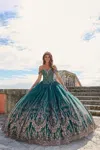 Amarra 54210 Long Glitter Applique Sweet 16 Quinceanera Dress In Blue