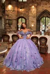 Amarra 54229 Long Glitter Ball Gown Quinceanera Dress In Purple