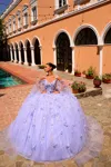 Amarra 54254 Detachable Cape Long Ball Gown Quinceanera Dress In Purple