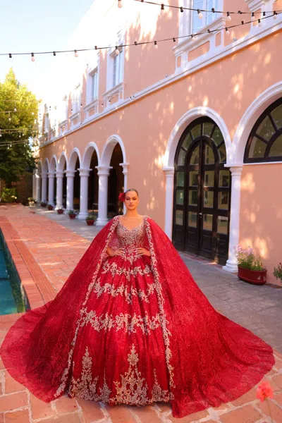 Amarra 54296 Long Sweet 16 Ball Gown Detachable Cape Quinceanera Dress