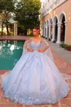 Amarra 54306 Floral 3d Long Ball Gown Quinceanera Dress In Purple