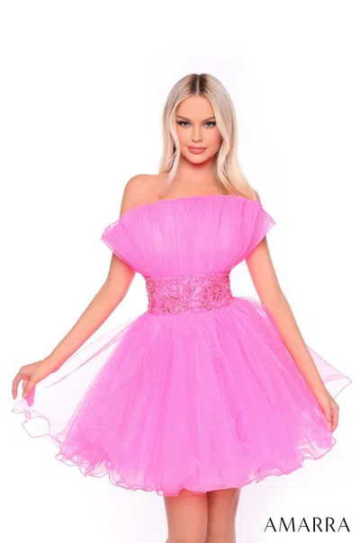 Amarra 88038 Homecoming A Line Short Cocktail Dress In Pink