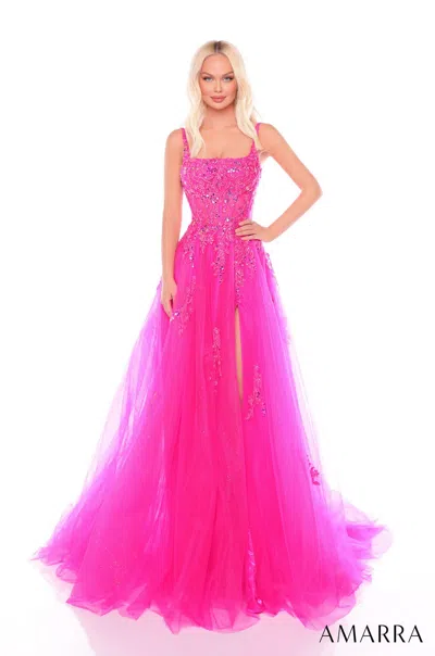Amarra 88084 Long A Line Formal Evening Prom Dress In Pink