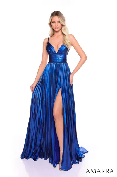 Amarra 88096 Formal Long Fitted Evening Prom Dress In Blue
