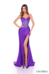 Amarra 88111 Sequin Long Fitted Formal Prom Dress In Purple