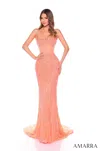 Amarra 88137 Fitted Formal Long Beaded Prom Dress In Multi