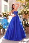 Amarra 89011 Long Ball Gown Glitter Applique Prom Dress In Blue
