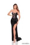 Amarra 89029 Beaded Long Evening Formal Fitted Prom Gown In Multi