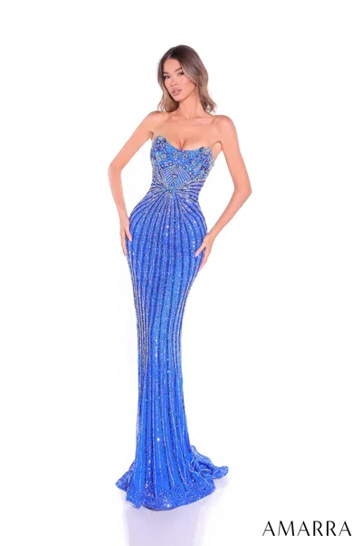 Amarra 89089 Long Evening Sequin Prom Fitted Dress In Brown