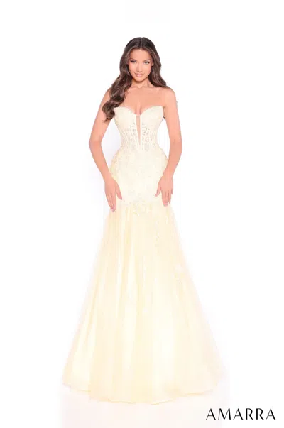 Amarra 89319 Long Lace Mermaid Prom Evening Dress In Neutral