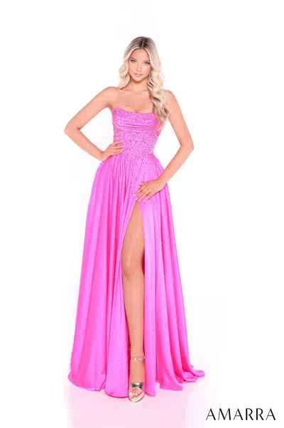 Amarra 89387 Sequin Formal Long Prom Ball Gown In Pink