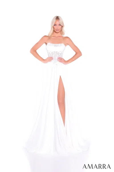 Amarra 89423 Long A Line Beaded Wedding Dress In White