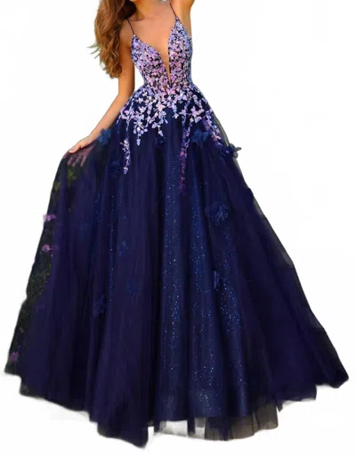 Amarra A-line Prom In Navy In Blue