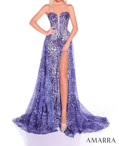 Amarra Leopard Formal Gown In Purple Print