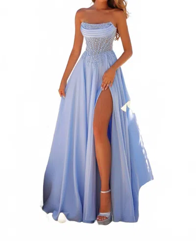 Amarra Modern Flair Prom Dress In Light Blue