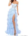 Amarra Off Shoulder Gown In Light Blue In Blue