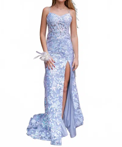 Amarra Open Back Prom Dress In Light Blue