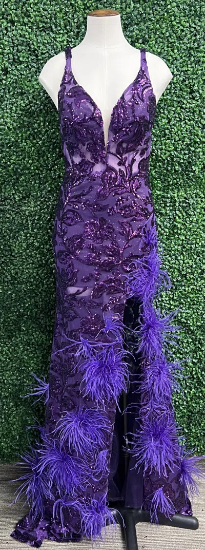 Amarra Sequin Prom Gown In Purple In Blue