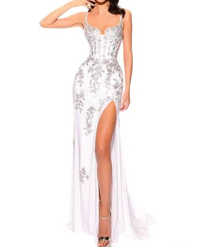 Amarra Starlight Embellished Corset Gown In Ivory In Multi