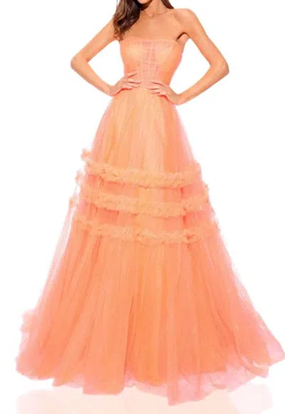 Amarra Strapless Ball Gown In Neon Orange