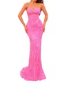 Amarra Strapless Beaded Gown With Sweetheart Neckline In Hot Pink/electric Pink