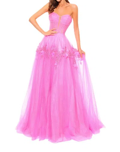 Amarra Strapless Corset Tulle Gown In Pink