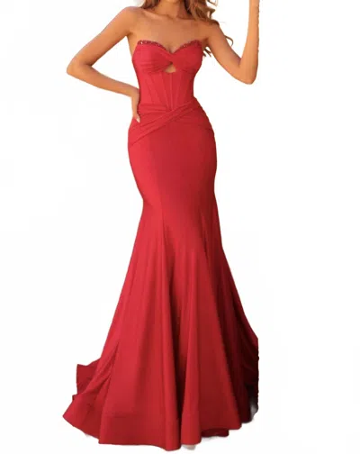 Amarra Sweetheart Corset Mermaid Prom Gown In Red