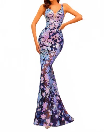 Amarra Sweetheart Mermaid Gown In Navy/multi
