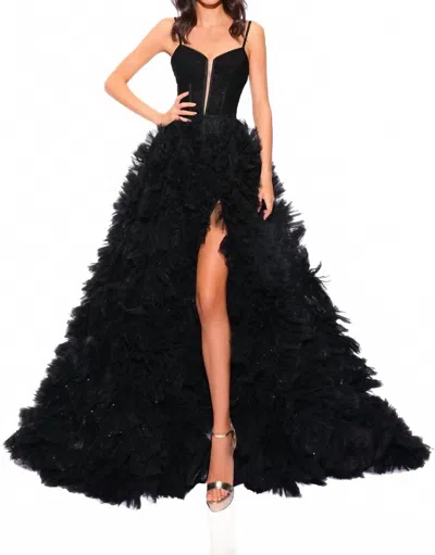 Amarra Tulle Corset Ballgown In Black