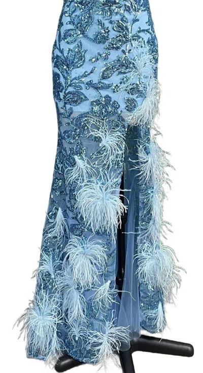 Amarra V-neck Sequin Gown In Bright Blue