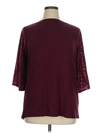 Pre-owned Amaryllis 3/4 Sleeve Top Burgundy Crew Neck Tops