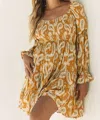Amaryllis Boho Paisley Long Sleeve Floral In Yellow In Neutral