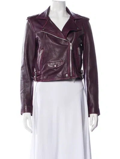 Pre-owned Amaryllis Leather Biker Jacket In Purple
