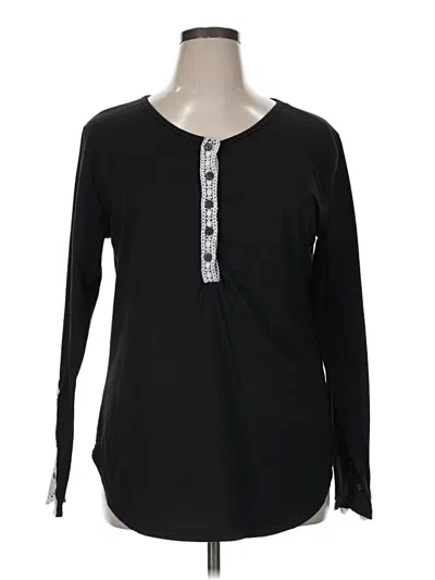Pre-owned Amaryllis Long Sleeve Henley Shirt In Black