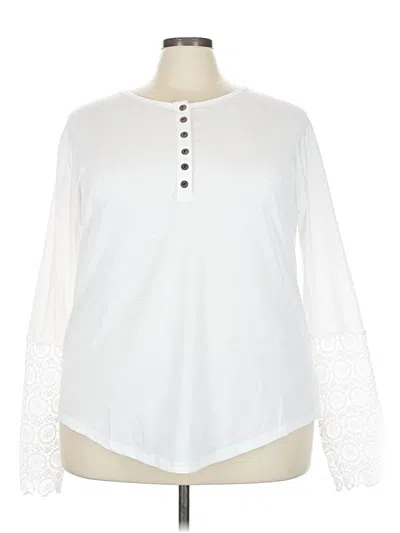 Pre-owned Amaryllis Long Sleeve Henley Shirt In White