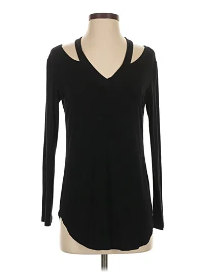 Pre-owned Amaryllis Long Sleeve Top Black Keyhole Neckline Tops
