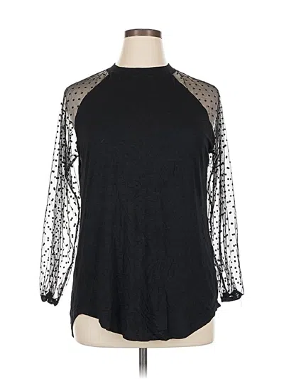 Pre-owned Amaryllis Long Sleeve Top Black Mock Neckline Tops