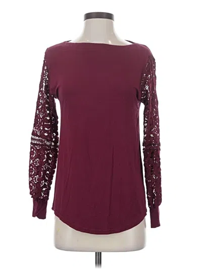 Pre-owned Amaryllis Long Sleeve Top Burgundy Boatneck Tops