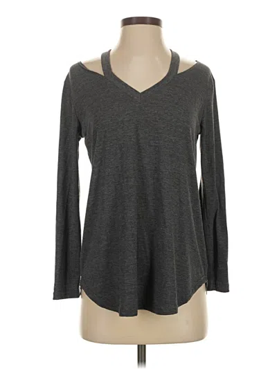Pre-owned Amaryllis Long Sleeve Top Gray Keyhole Neckline Tops