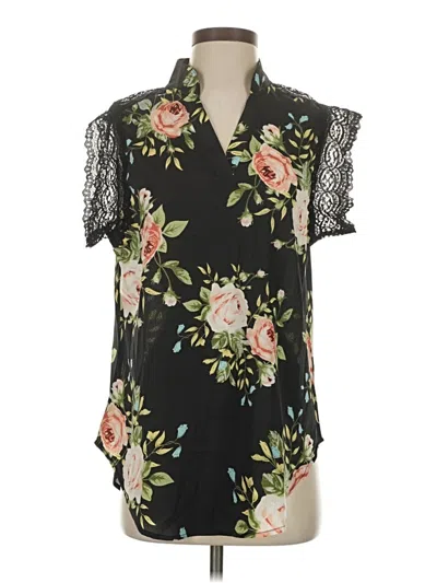 Pre-owned Amaryllis Short Sleeve Blouse In Black