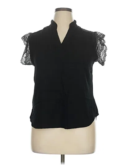 Pre-owned Amaryllis Short Sleeve Blouse In Black