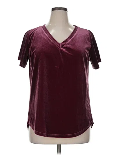 Pre-owned Amaryllis Short Sleeve Blouse In Burgundy