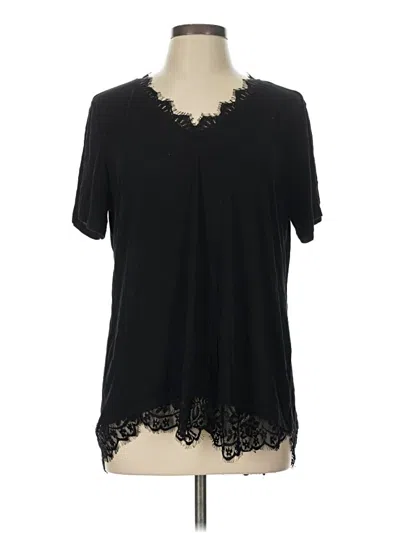Pre-owned Amaryllis Short Sleeve Top Black V-neck Tops
