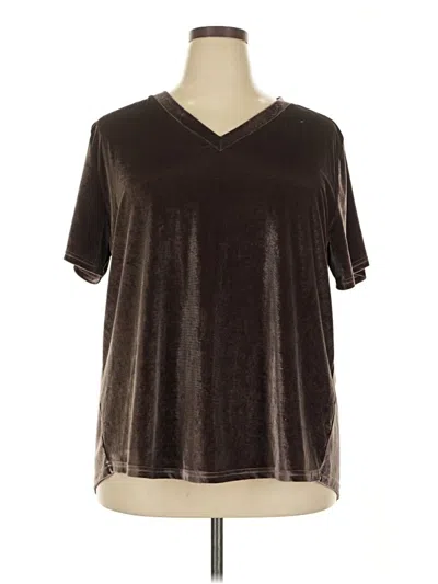 Pre-owned Amaryllis Short Sleeve Top Brown V Neck Tops