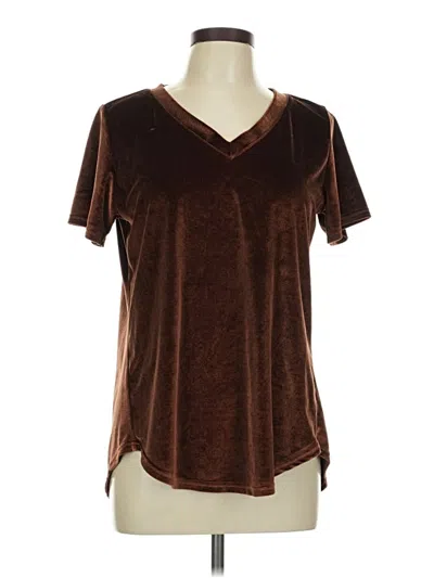 Pre-owned Amaryllis Short Sleeve Top Brown V Neck Tops