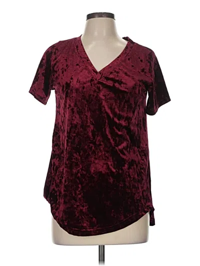Pre-owned Amaryllis Short Sleeve Top Burgundy V-neck Tops