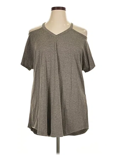 Pre-owned Amaryllis Short Sleeve Top Gray Cold Shoulder Neckline Tops